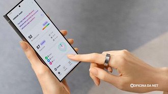 Galaxy Ring em funcionamento com o serviço Samsung Health